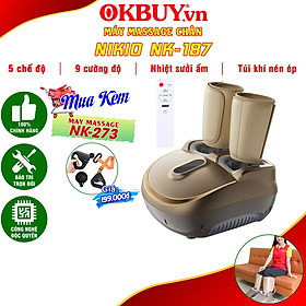 Máy Massage Chân Nén Ép Trị Liệu Suy Giãn Tĩnh Mạch Nikio NK-187 - Máy Mát Xa Dây Ấn Lòng Bàn Chân, Mu Bàn Chân, Ngón Chân, Bắp Chân - Công Nghệ Tiên Tiến: Con Lăn, Túi Khí Và Nhiệt Sưởi - Nhiều Chế Độ Matxa, Có Remote Điều Khiển