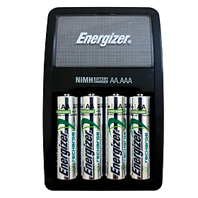 Bộ sạc pin Energizer CHVCM4 Recharge Maxi tặng kèm 4 viên pin sạc AA dung lượng 2000mAh - Hàng chính hãng