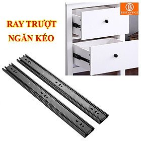 Ray trượt ngăn kéo, hộc tủ di động [2 chiếc] sơn tĩnh điện siêu bền. Tặng kèm vít