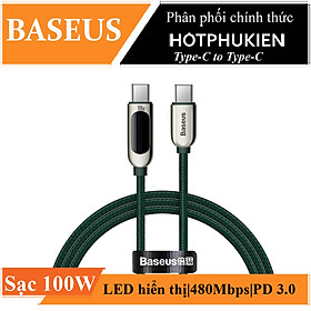 Dây cáp sạc type c sạc nhanh 100w chuẩn pd 3.0 type c to type c hiệu baseus display fast charging data cable trang bị màn hình led chuẩn 5a/qc 4.0, smartchip - hàng nhập khẩu