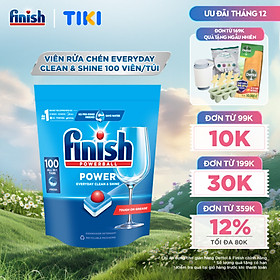 Viên Rửa Chén Bát Hương Chanh Finish Powerball Power All In 1 Max - Túi 100 viên siêu tiết kiệm