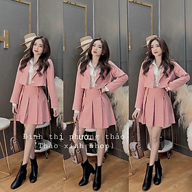Sét vest nữ hot trend gồm áo và chân váy xòe dập ly  cho nàng công sở, dạo phố siêu xinh