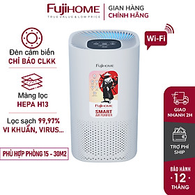 Máy lọc không khí nhập khẩu UV diệt khuẩn FUJIHOME AP8026US, 4 cấp bộ lọc bụi mịn PM2.5, điều khiển bằng app, khử mùi loại bỏ vi khuẩn vi rút lông thú cưng, cảm biến hiển thị màu sắc-Hàng Chính hãng