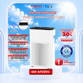 Máy Lọc KK SHIMONO SM-AP200G 6 Cấp Lọc Diệt Khuẩn Bụi Mịn PM0.3, Ion Âm BH 12 Tháng Hàng chính hãng