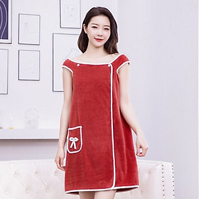 Mua Áo  khăn tắm nữ  kiểu đầm  - Khăn choàng tắm xỏ tay - trơn   mịn   thoáng mát phù hợp với mọi loại dáng
