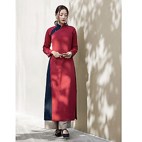 Set bộ áo dài truyền thống Linen tưng gân Premium sang trọng mặc tết cho sắc xuân rực rõ ArcticHunter (Áo đỏ+Quần Xám)