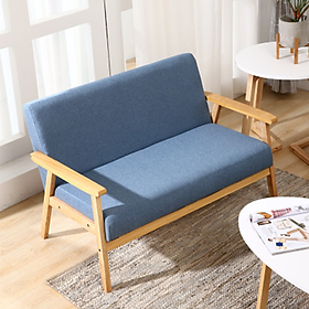 Ghế Sofa Đôi, Sofa Bọt Biển Bọc Nỉ Cao Cấp, Ghế Salon Phòng Khách Khung Gỗ Phong Cách Tân Cổ Điển 2 Chỗ Ngồi Dài 1m