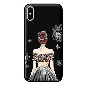 Ốp in cho iPhone X Cô Gái Váy Xám - Hàng chính hãng