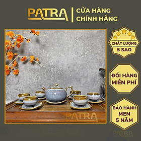 Bộ ấm chén uống trà cao cấp , bộ ấm trà Bát Tràng - hỏa biến vân mây 022