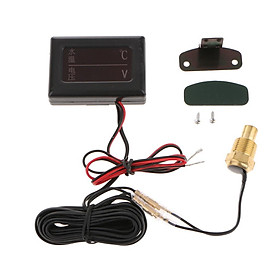 Universal Car LCD Digital LED Water Temp Gauge Voltmeter w/ 10mm Head Sensor