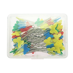 Colorful 100 Pieces Sewing Pins Butterfly Flat Head Pins Straight Quilting Pins for Dressmaker Jewelry Decoration