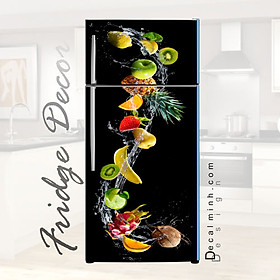 Tranh trang trí tủ lạnh | Decal dán tủ lạnh 3D mẫu băng đá trái cây