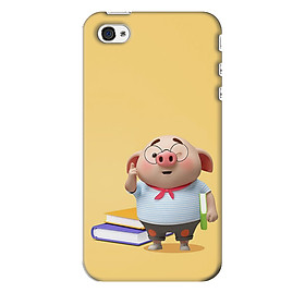 Ốp lưng nhựa cứng nhám dành cho iPhone 4S in hình Heo Mọt Sách