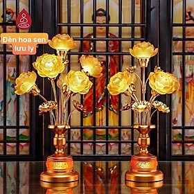 Mua CÂY ĐÈN LED HOA SEN LƯU LY 7 MÀU THỜ CÚNG TRANG TRÍ