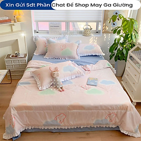 Bộ Chăn Ga Gối Đệm 5 Món Chăn Hè Cotton Tici ANNA NGUYÊN Drap Giường Cotton Cao Cấp Chăn Chần Bông