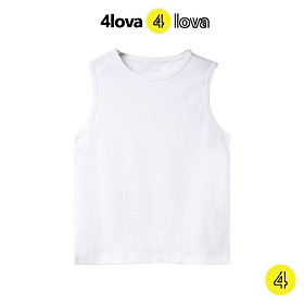 Áo thun ba lỗ cotton size đại cho bé 4LOVA trơn basic hàng chính hãng từ 28-44 kg