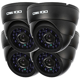OWSOO 800TVL CCTV Security Surveillance Kit 4*Indoor Camera + 4*60ft Cable 3.6mm 24LEDs IR-CUT Night View Plug and Play