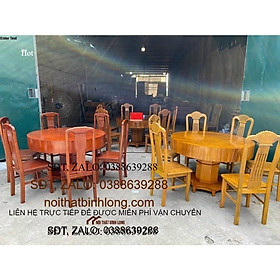 Bộ bàn ghế ăn bàn tròn 6 ghế gỗ hương vân nam phi