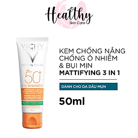 Kem Chống Nắng Chống Ô Nhiễm Và Bụi Mịn Hằng Ngày SPF 50+, Chống Tia UVA + UVB Capital Soleil Mattifying 3 In 1