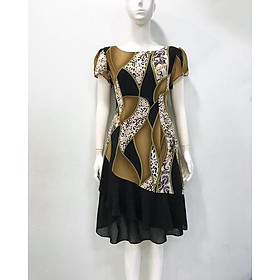 đầm nữ thiết kế  - vàng đen phối màu - XL