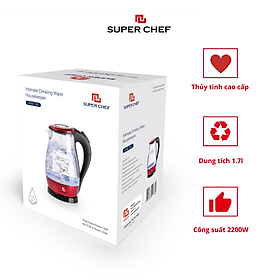 Mua Bình Đun Siêu Tốc Thủy Tinh 1.7 Lít Chính Hãng Super Chef Công Suất đến 2200W Đun Nhanh  Thủy Tinh Cao Cấp  An Toàn Sức Khỏe  Nhiều Tính Năng An Toàn Siêu Tiện Lợi  SC_KP1775