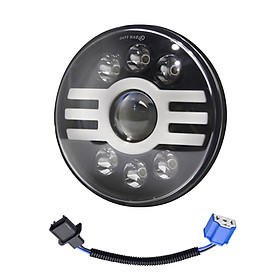 1PCS Car LED Headlight 7in 500W Round Headlamp H-type Super Bright H4 Plug H13 Wire Harness Replacement for Jeep