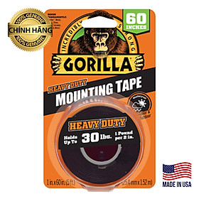 Băng Dính 2 Mặt Siêu Chắc, Chịu Lực Tốt, Băng Keo 2 Mặt Gorilla Heavy Duty Mounting Tape 25.4mm x 1.52m