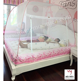 Mua Màn đỉnh rộng tự bung cao cấp Mộc Miên loại trắng viền hồng loại 1m6x2m - 3 cửa