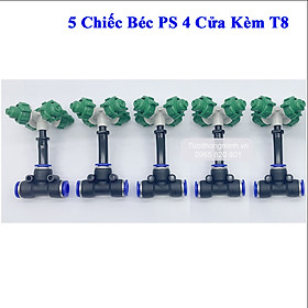 Combo 5 béc phun sương 4 cửa kết nối ống 8mm