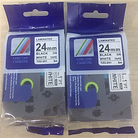 Mua Combo 2 cuộn nhãn in TZ2-251 tiêu chuẩn - Chữ đen trên nền trắng 24mm - Hàng nhập khẩu