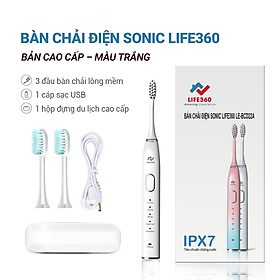 Bàn Chải Điện Sonic Life360 LE-BCD22A (Bản Cao Cấp) - Công nghệ sóng âm sonic, Chải Sạch Mảng Bám Tới 10 Lần, 5 chế độ thông minh, Chống Nước IPX7