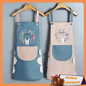 Mua Tạp Dề Chống Thấm Có Túi Để Điện Thoại Và Chỗ Lai Tay Tiện Lợi Họa Tiết Thỏ Hoa Dễ Thương Tiện Lợi - Xanh Ngọc - Hàng Loại 1