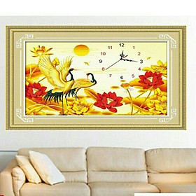 Mua Tranh thêu chữ thập 3D Đồng hồ- Hạc Vàng (61*42cm) chưa thêu