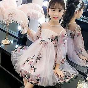CHENGRUI Cô gái ăn mặc mùa hè trẻ em lưới màu đỏ stereo hoa Pháp công chúa váy cô gái mùa hè siêu tiên