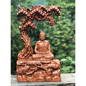 Mua Tượng phật thích ca ngồi gốc cây đề bằng gỗ hương đá kt 50×31×15cm