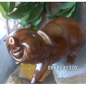 Tượng con lợn ( heo) phong thủy bằng gỗ bách xanh thơm nức kt 20×12×10cm 