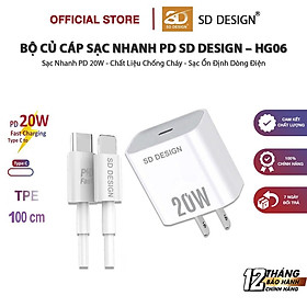 Mua Bộ Củ Cáp Sạc Nhanh 20W HG06 SD DESIGN sạc ổn định an toàn cho điện thoại 6 đến 13 pro max