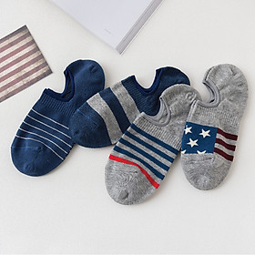 Set hộp 4 đôi tất nam dáng lười NICESOKS chất liệu cotton cao cấp, ngắn cổ thể thao, họa tiết thể thao - bộ siêu tập 4 set (NS53564MS-NS53644MS-NS53664MS-NS53684MS) hàng chính hãng