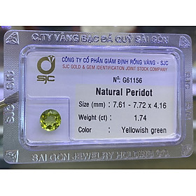 Viên đá peridot ngọc olivin kiểm định tự nhiên mài giác tròn phong thủy