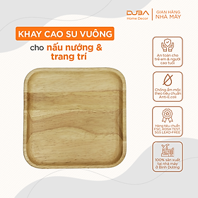 Mua Khay gỗ cao su decor  thớt gỗ trang trí hình vuông màu tự nhiên đạt chuẩn xuất khẩu - DUBA