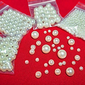 100g Hạt bẹt hạt châu trắng ngọc trai nhựa nguyên liệu handmade xỏ vòng xáu vòng