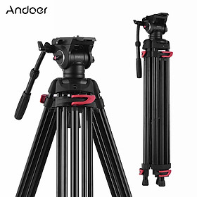 Chân Chụp Ảnh Tripod Hợp Kim Nhôm Andoer XTK-8018 Với Đầu Thủy Lực Xoay Toàn Cảnh Cho Máy Canon Nikon Sony DSLR (360°) (180cm) (Tối Đa 10kg)