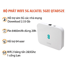 Mua Bộ Phát Wifi Cầm Tay 5G 4G Alcatel 5GEE tốc độ 2.33Gb  Pin 6400Mah  Hỗ trợ 2 băng tần  cổng LAN Gigabit  Hàng chính hãng