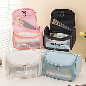 Túi đựng mỹ phẩm du lịch WashBag có quai xách mini trong suốt, Túi đựng đồ trang điểm chống nước