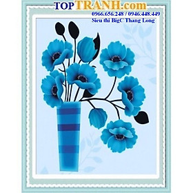 Mua Tranh thêu chữ thập bình hoa xanh A882 (chưa thêu)
