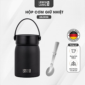 Hộp cơm giữ nhiệt Lebenlang LBL3038, dung tích 700ml, chất liệu inox 304, kèm muỗng - hàng chính hãng - Hộp cơm