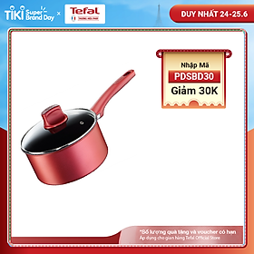 Quánh chống dính đáy từ Tefal So Chef G1352395 18cm có nắp (Đỏ) - Hàng chính hãng