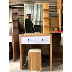 Mua Bàn trang điểm gỗ MDF phủ melamine rộng 60cm gương vuông  bầu dục
