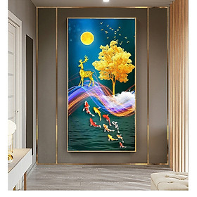 Mua tranh dán tường   DECAN DÁN TƯỜNG  TRANG TRÍ NHÀ 3D PHONG VẠN PHÁT HƯƠU TRÊN NÚI VÀNG   THỊNH VƯỢNG MAY MẮN PHÁT TÀI PHÁT LỘC DC-0231