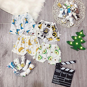 Quần đùi cotton giấy cho bé trộn mẫu